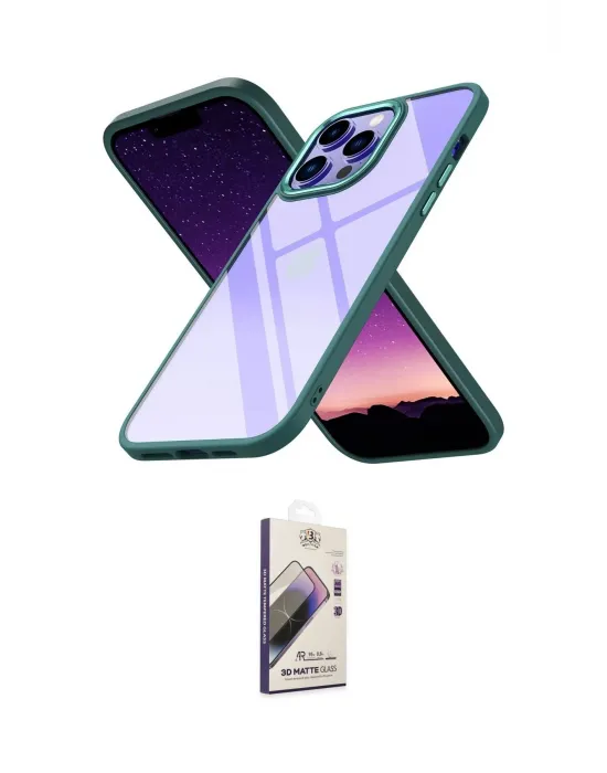 ieg™ iPhone 14 Pro Kılıf Nova Işık Serisi - Siyah Bilvis 3D Mat Cam Ekran Koruyucu