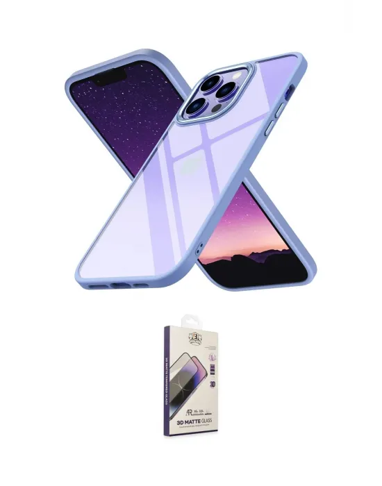 ieg™ iPhone 14 Pro Kılıf Nova Işık Serisi - Siyah Bilvis 3D Mat Cam Ekran Koruyucu