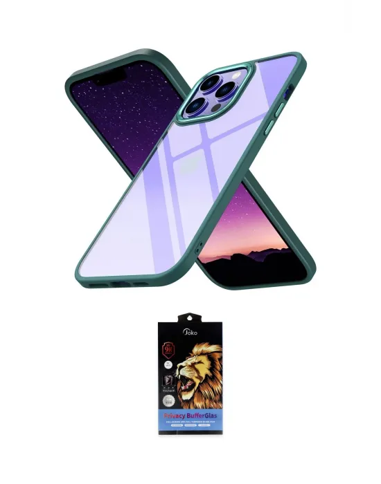 ieg™ iPhone 14 Pro Kılıf Nova Işık Serisi - Siyah Buffer Hayalet Cam Ekran Koruyucu