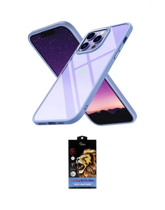 ieg™ iPhone 14 Pro Kılıf Nova Işık Serisi - Siyah Buffer Hayalet Cam Ekran Koruyucu