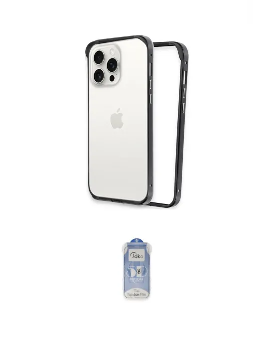 ieg™ iPhone 14 Pro Kılıf Pusula Asil Koleksiyonu - Siyah Joko Magic 5D Cam