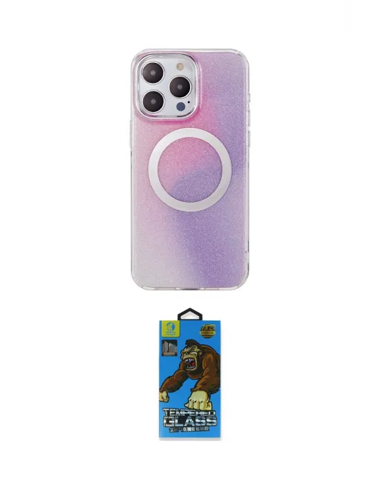 ieg™ iPhone 14 Pro Kılıf Pusula Form - Siyah 18D Cam Ekran Koruyucu