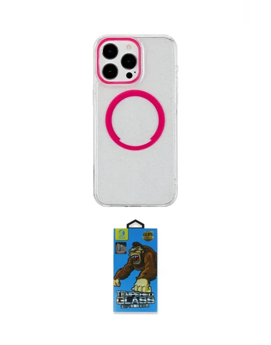 ieg™ iPhone 14 Pro Kılıf Pusula Form - Siyah 18D Cam Ekran Koruyucu