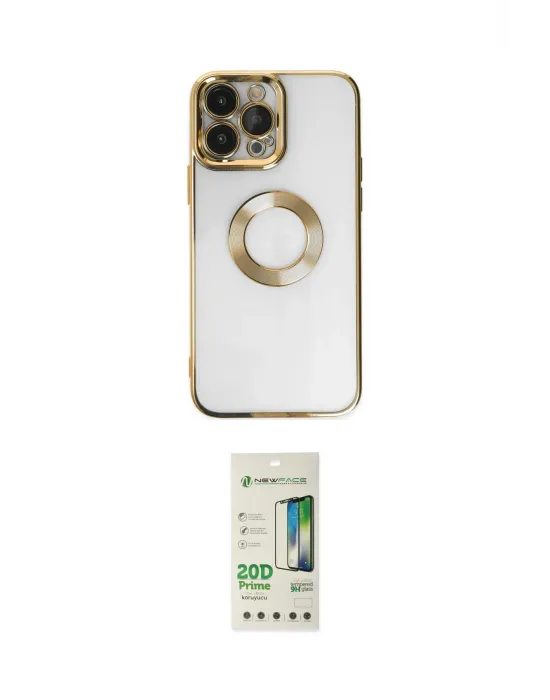 ieg™ iPhone 14 Pro Kılıf Pusula Form - Siyah 20D Premium Cam Ekran Koruyucu