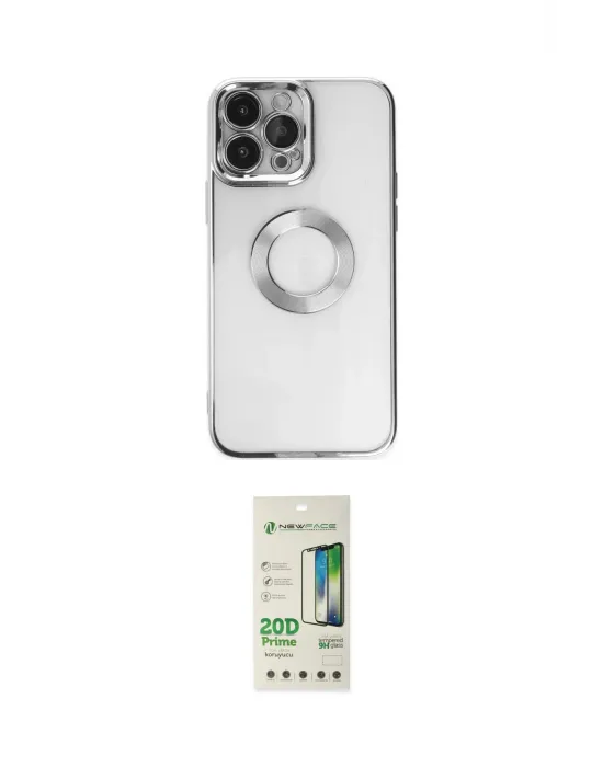 ieg™ iPhone 14 Pro Kılıf Pusula Form - Siyah 20D Premium Cam Ekran Koruyucu