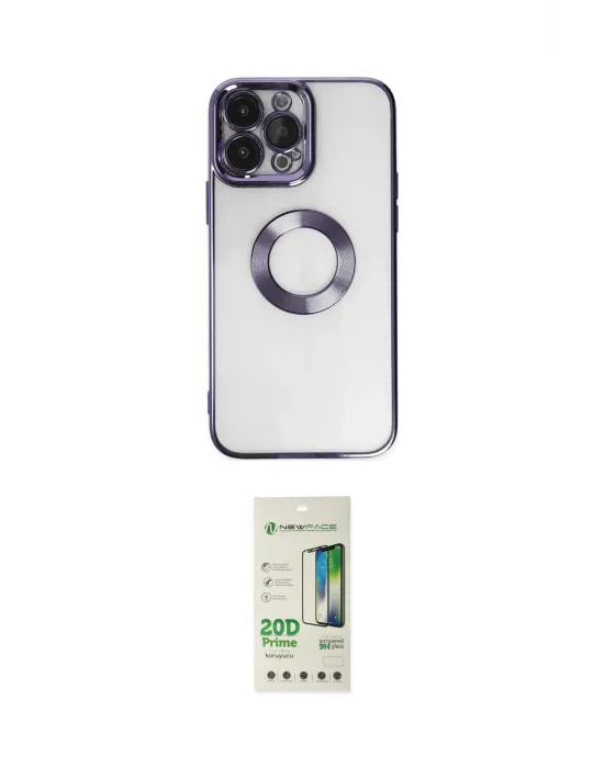 ieg™ iPhone 14 Pro Kılıf Pusula Form - Siyah 20D Premium Cam Ekran Koruyucu