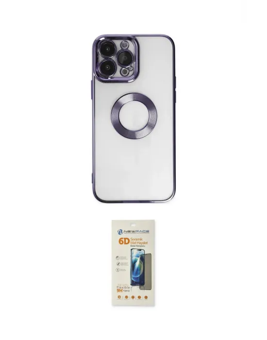 ieg™ iPhone 14 Pro Kılıf Pusula Form - Siyah 6D Mat Seramik Hayalet Nano Ekran Koruyucu