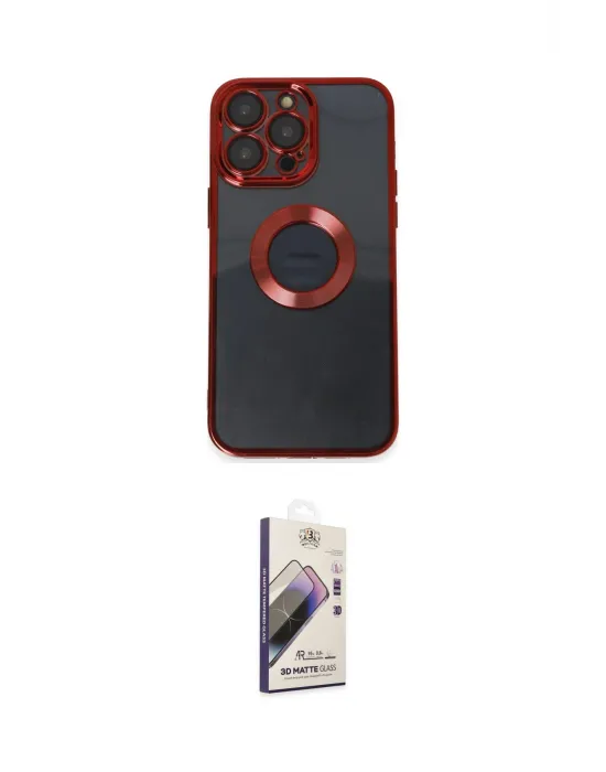ieg™ iPhone 14 Pro Kılıf Pusula Form - Siyah Bilvis 3D Mat Cam Ekran Koruyucu