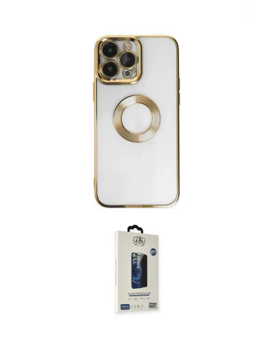 ieg™ iPhone 14 Pro Kılıf Pusula Form - Siyah Bilvis Hayalet Cam Ekran Koruyucu