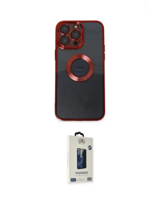 ieg™ iPhone 14 Pro Kılıf Pusula Form - Siyah Bilvis Hayalet Cam Ekran Koruyucu