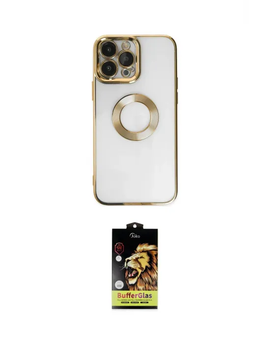 ieg™ iPhone 14 Pro Kılıf Pusula Form - Siyah Buffer Cam Ekran Koruyucu