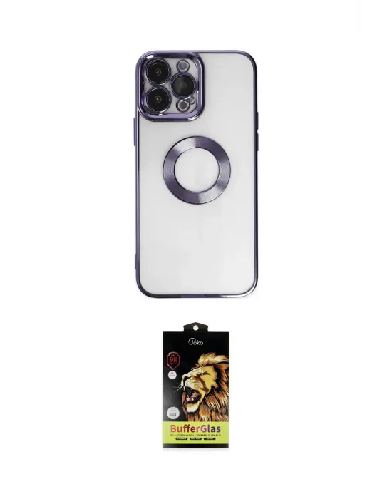 ieg™ iPhone 14 Pro Kılıf Pusula Form - Siyah Buffer Cam Ekran Koruyucu