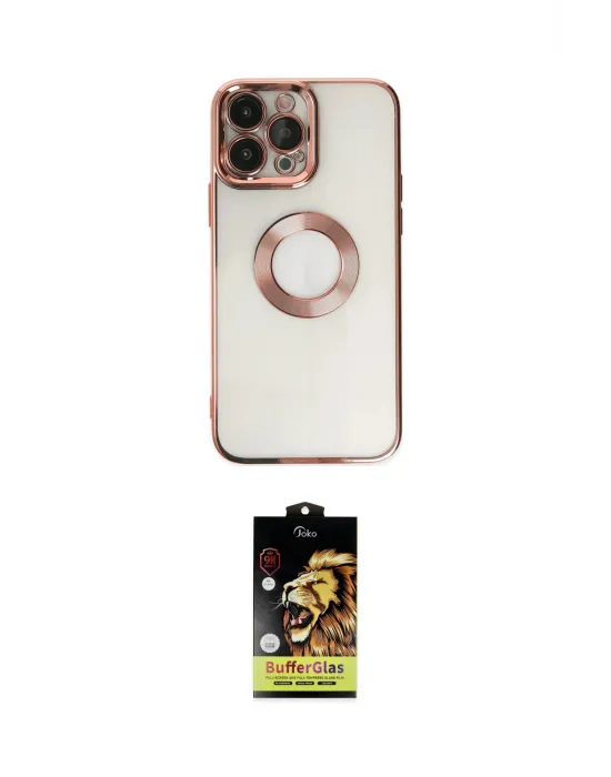 ieg™ iPhone 14 Pro Kılıf Pusula Form - Siyah Buffer Cam Ekran Koruyucu