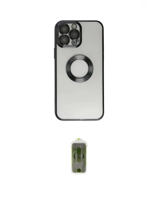 ieg™ iPhone 14 Pro Kılıf Pusula Form - Siyah Joko Magic 5D Hayalet Cam