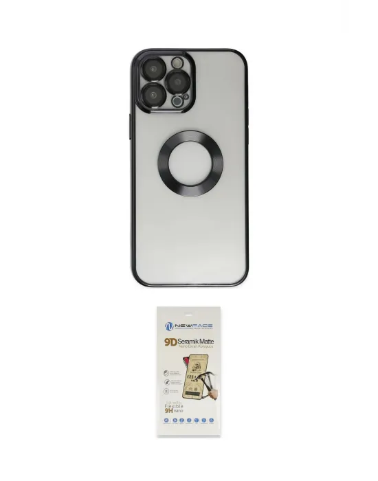 ieg™ iPhone 14 Pro Kılıf Pusula Form - Siyah Mat Seramik Nano Ekran Koruyucu