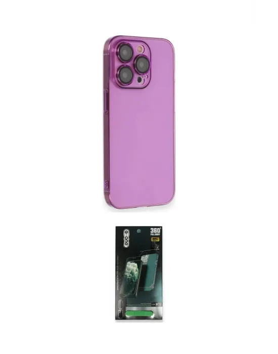 ieg™ iPhone 14 Pro Kılıf Siluet Minimal Özel Seri - Siyah 360 Mat Full Body Arka Koruyucu
