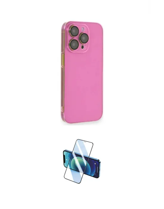 ieg™ iPhone 14 Pro Kılıf Siluet Minimal Özel Seri - Siyah 3D Antistatik Cam Ekran Koruyucu