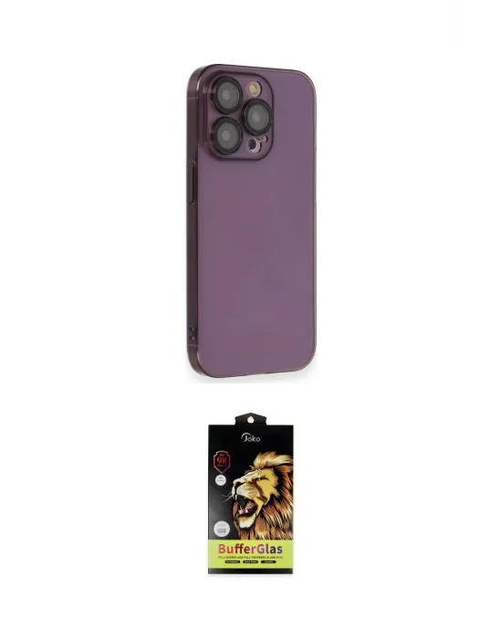 ieg™ iPhone 14 Pro Kılıf Siluet Minimal Özel Seri - Siyah Buffer Cam Ekran Koruyucu