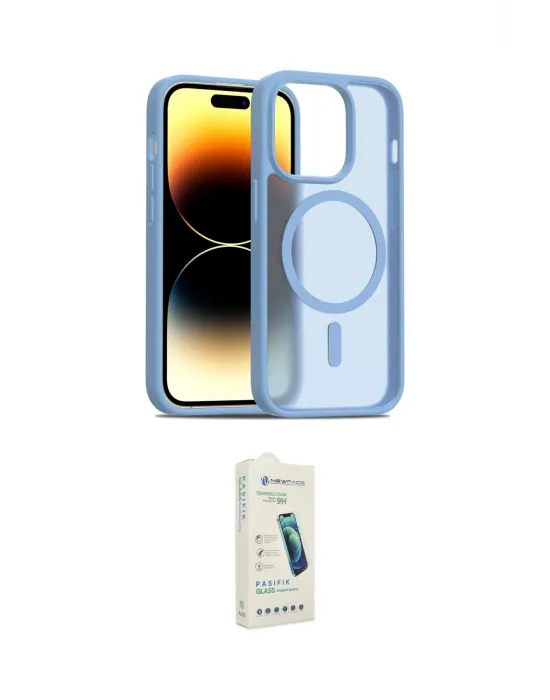 ieg™ iPhone 14 Pro Kılıf Siluet Minimal Prime - Şeffaf Pasifik Cam Ekran Koruyucu