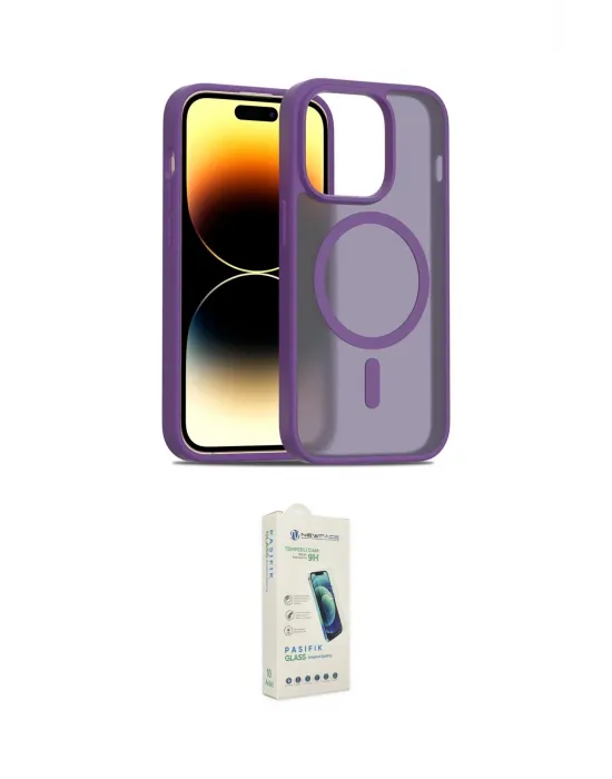 ieg™ iPhone 14 Pro Kılıf Siluet Minimal Prime - Şeffaf Pasifik Cam Ekran Koruyucu