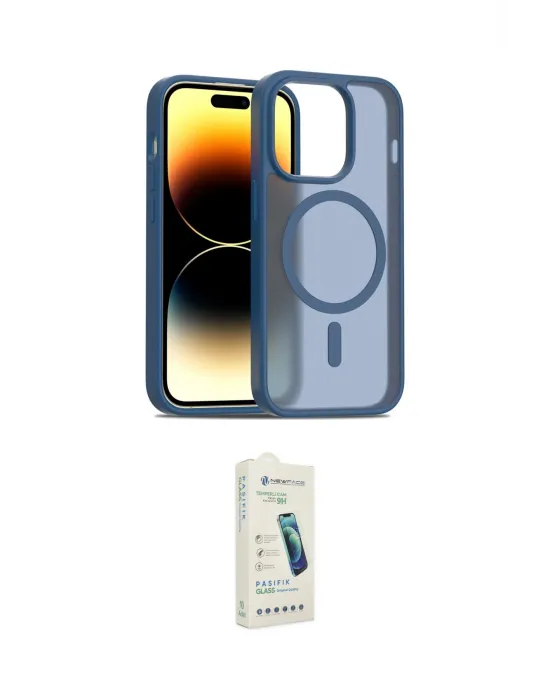 ieg™ iPhone 14 Pro Kılıf Siluet Minimal Prime - Şeffaf Pasifik Cam Ekran Koruyucu