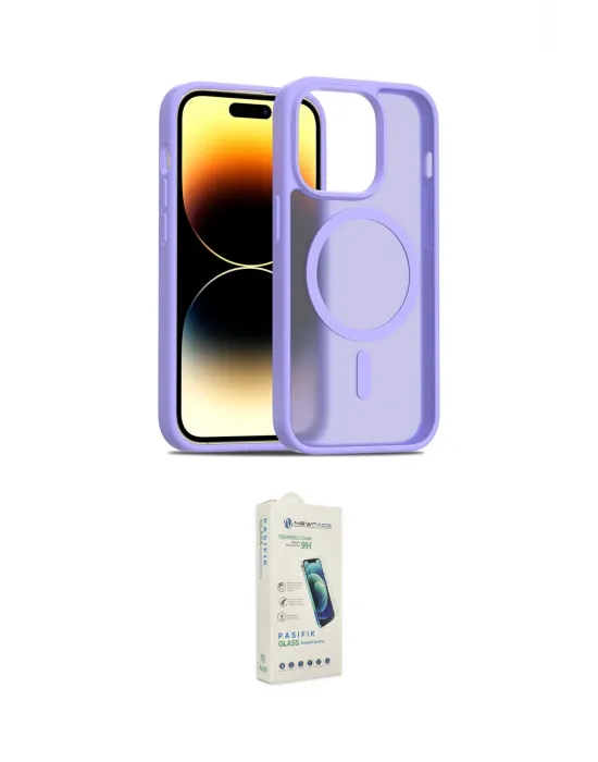 ieg™ iPhone 14 Pro Kılıf Siluet Minimal Prime - Şeffaf Pasifik Cam Ekran Koruyucu
