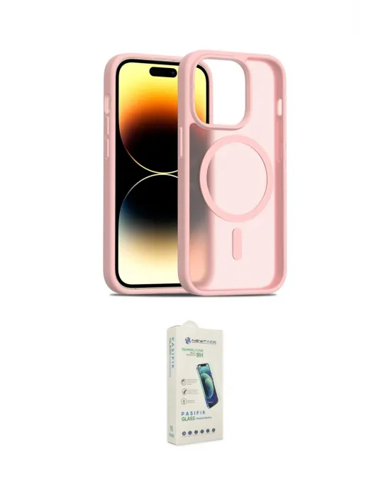 ieg™ iPhone 14 Pro Kılıf Siluet Minimal Prime - Şeffaf Pasifik Cam Ekran Koruyucu
