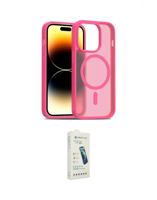 ieg™ iPhone 14 Pro Kılıf Siluet Minimal Prime - Şeffaf Pasifik Cam Ekran Koruyucu