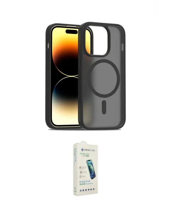 ieg™ iPhone 14 Pro Kılıf Siluet Minimal Prime - Şeffaf Pasifik Cam Ekran Koruyucu