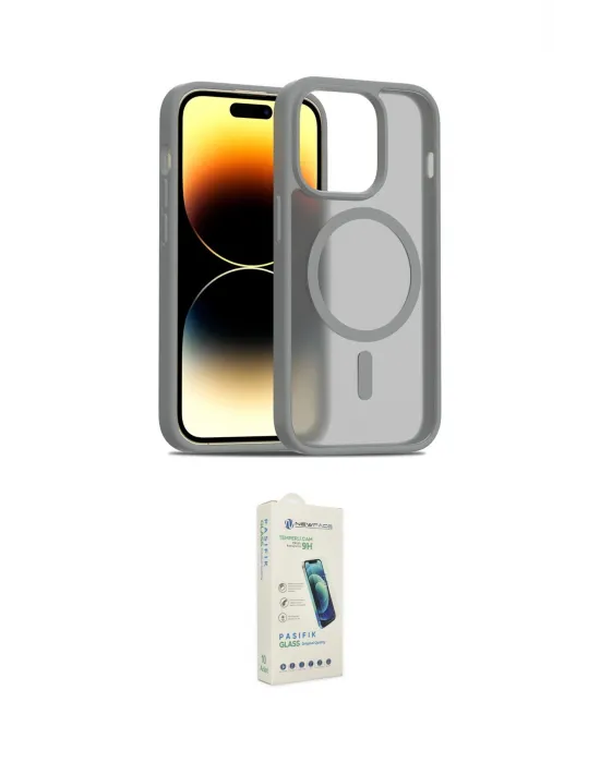 ieg™ iPhone 14 Pro Kılıf Siluet Minimal Prime - Şeffaf Pasifik Cam Ekran Koruyucu