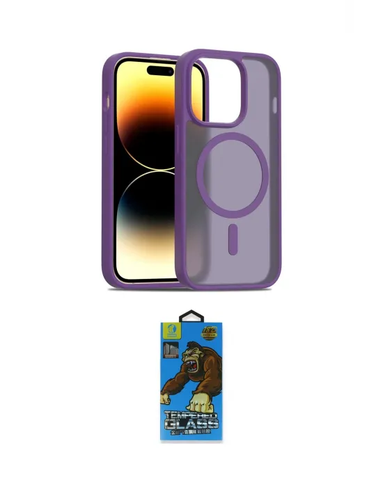 ieg™ iPhone 14 Pro Kılıf Siluet Minimal Prime - Siyah 18D Cam Ekran Koruyucu