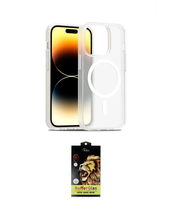 ieg™ iPhone 14 Pro Kılıf Siluet Minimal Prime - Siyah Buffer Cam Ekran Koruyucu