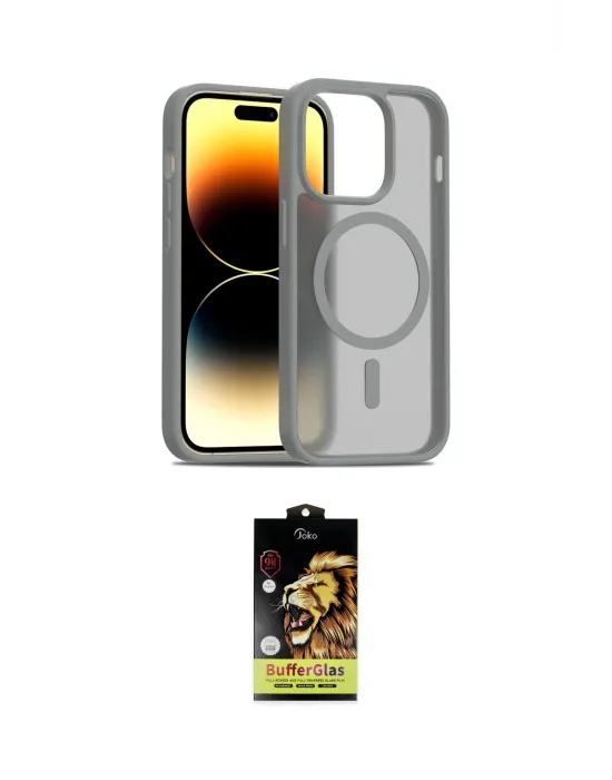 ieg™ iPhone 14 Pro Kılıf Siluet Minimal Prime - Siyah Buffer Cam Ekran Koruyucu