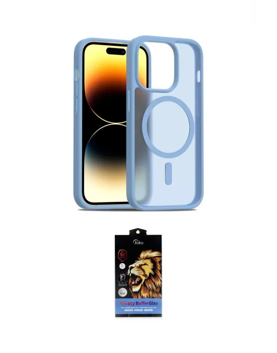 ieg™ iPhone 14 Pro Kılıf Siluet Minimal Prime - Siyah Buffer Hayalet Cam Ekran Koruyucu