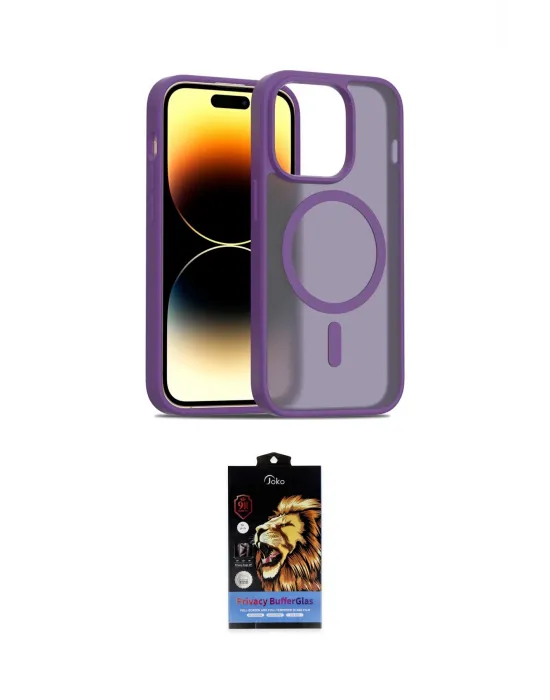 ieg™ iPhone 14 Pro Kılıf Siluet Minimal Prime - Siyah Buffer Hayalet Cam Ekran Koruyucu