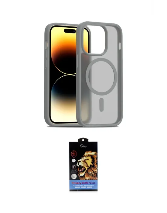 ieg™ iPhone 14 Pro Kılıf Siluet Minimal Prime - Siyah Buffer Hayalet Cam Ekran Koruyucu