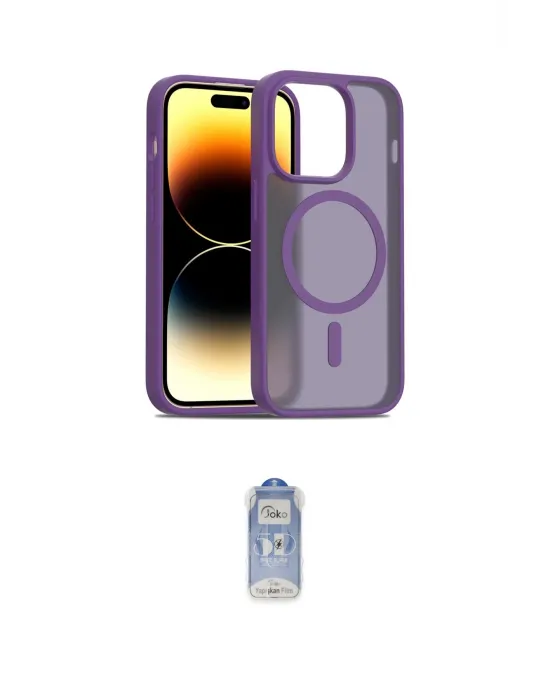 ieg™ iPhone 14 Pro Kılıf Siluet Minimal Prime - Siyah Joko Magic 5D Cam