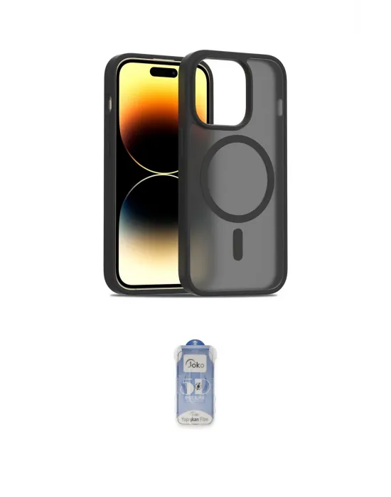 ieg™ iPhone 14 Pro Kılıf Siluet Minimal Prime - Siyah Joko Magic 5D Cam