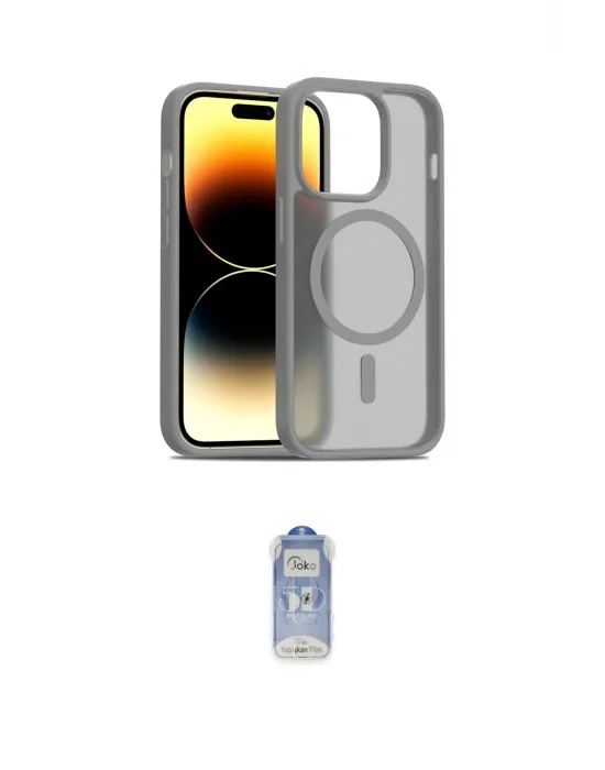 ieg™ iPhone 14 Pro Kılıf Siluet Minimal Prime - Siyah Joko Magic 5D Cam
