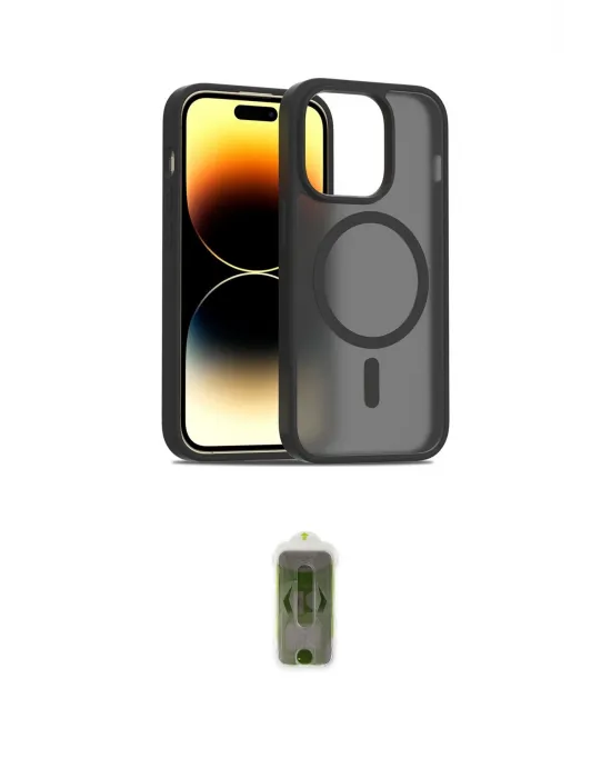 ieg™ iPhone 14 Pro Kılıf Siluet Minimal Prime - Siyah Joko Magic 5D Hayalet Cam