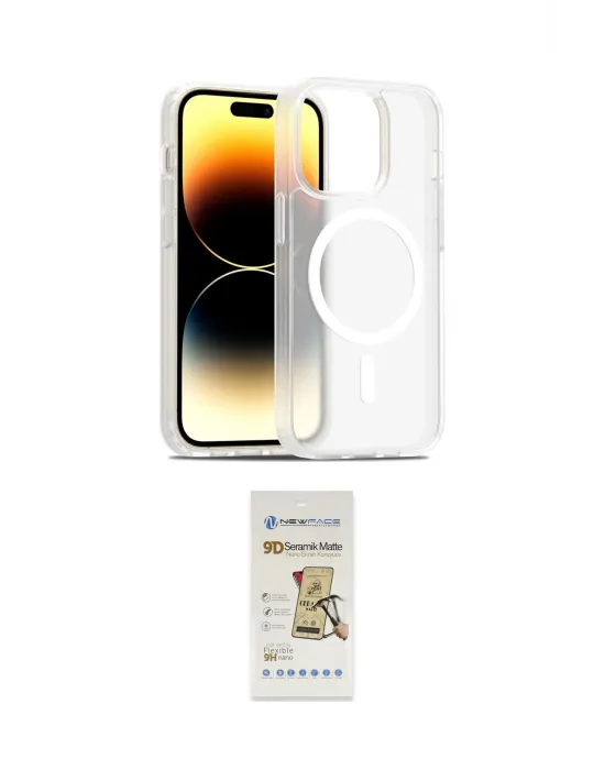 ieg™ iPhone 14 Pro Kılıf Siluet Minimal Prime - Siyah Mat Seramik Nano Ekran Koruyucu