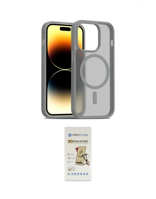 ieg™ iPhone 14 Pro Kılıf Siluet Minimal Prime - Siyah Mat Seramik Nano Ekran Koruyucu