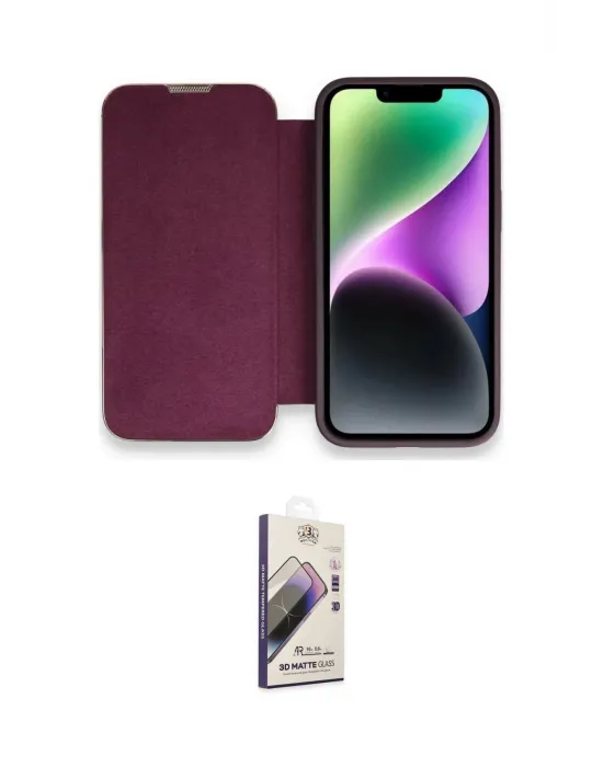 ieg™ iPhone 14 Pro Kılıf Siluet Minimal Serisi - Siyah Bilvis 3D Mat Cam Ekran Koruyucu