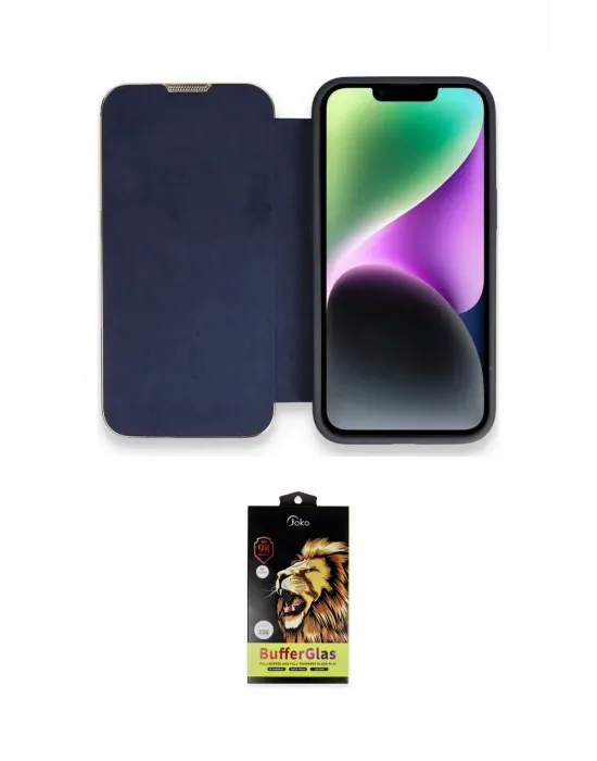 ieg™ iPhone 14 Pro Kılıf Siluet Minimal Serisi - Siyah Buffer Cam Ekran Koruyucu