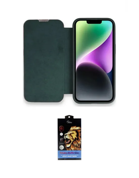 ieg™ iPhone 14 Pro Kılıf Siluet Minimal Serisi - Siyah Buffer Hayalet Cam Ekran Koruyucu
