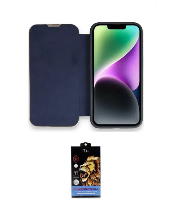 ieg™ iPhone 14 Pro Kılıf Siluet Minimal Serisi - Siyah Buffer Hayalet Cam Ekran Koruyucu