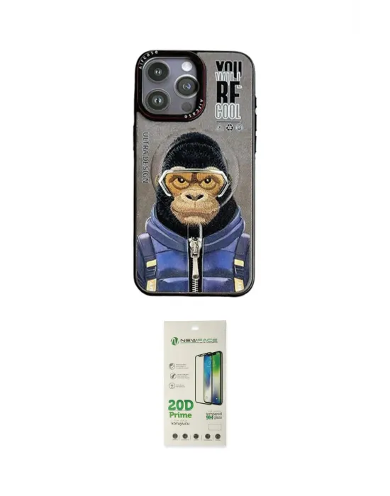 ieg™ iPhone 14 Pro Kılıf Siluet Modern Özel Seri - Siyah 20D Premium Cam Ekran Koruyucu
