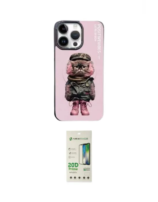 ieg™ iPhone 14 Pro Kılıf Siluet Modern Özel Seri - Siyah 20D Premium Cam Ekran Koruyucu