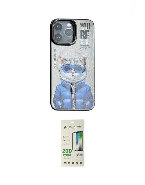 ieg™ iPhone 14 Pro Kılıf Siluet Modern Özel Seri - Siyah 20D Premium Cam Ekran Koruyucu