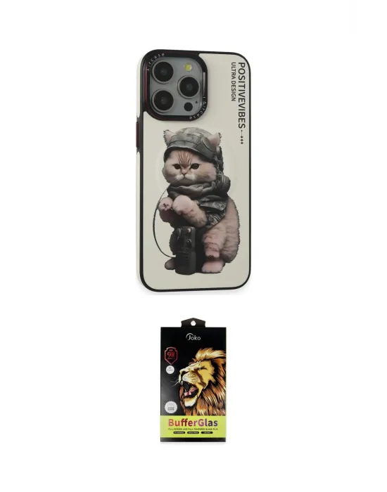ieg™ iPhone 14 Pro Kılıf Siluet Modern Özel Seri - Siyah Buffer Cam Ekran Koruyucu